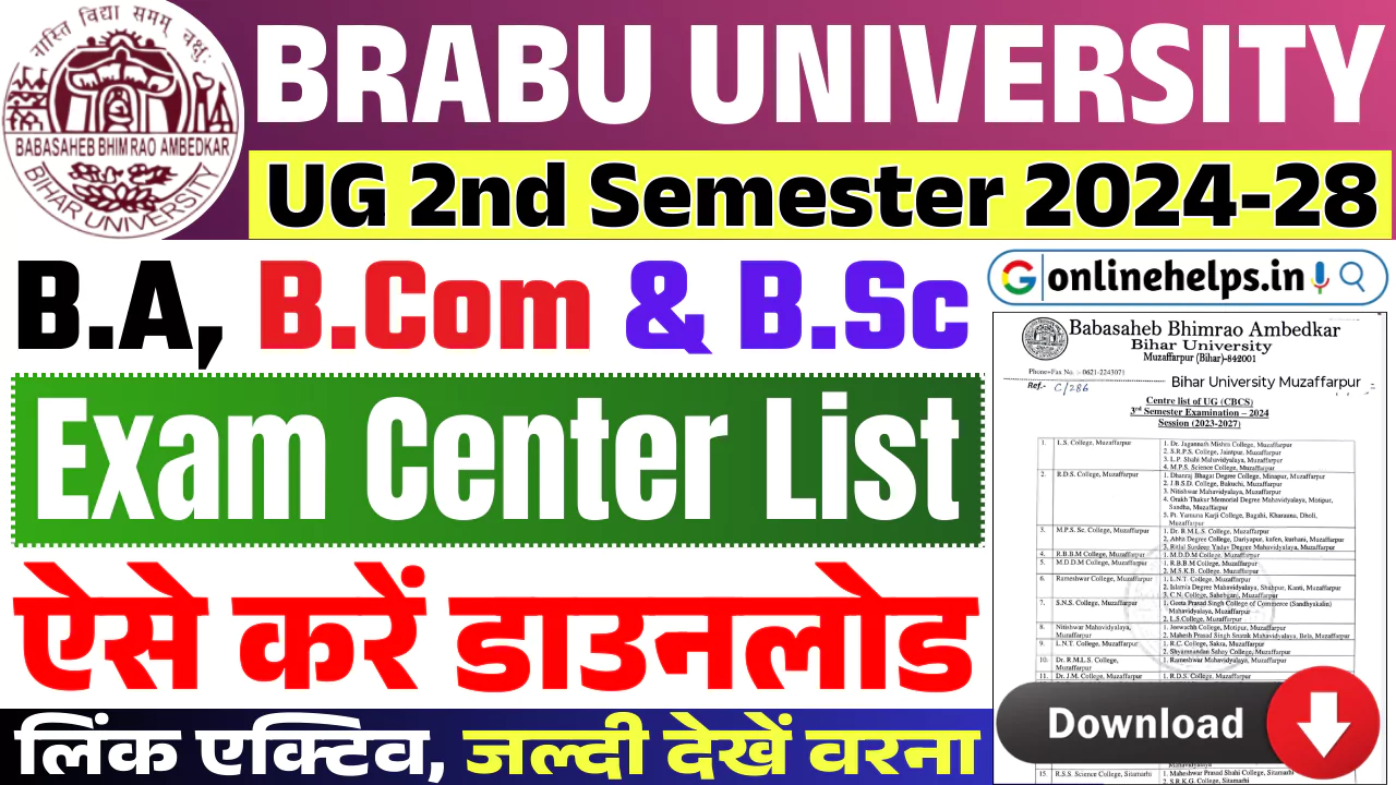 BRABU UG 2nd Semester Exam Center List 2024-28