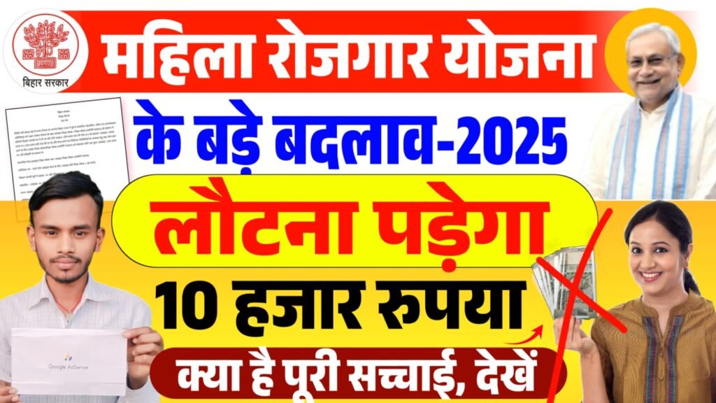 Mukhaymantri Mahila Rojgar Yojana Ka Paisa Wapas Karna Hoga